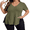 Green, variant on Women's Casual V Neck Short Sleeve Summer Knit Top Split Hem Retro Blouse S-2XL