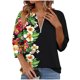thumbnail image 1 of Camiseta de Verano de la Mujer con Cremallera de Moda de Ajuste Suelto Impresa 3/4 Manga Suelta Cómoda Primavera Y Verano Top de Verano de la Mujer, 1 of 5