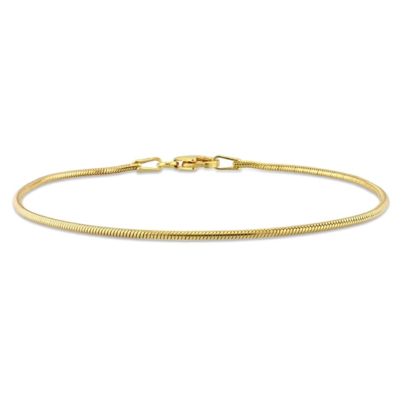 Everly Women's 1.2mm Fancy-Cut Yellow Gold Flash Plated Sterling Silver Snake Chain Bracelet
