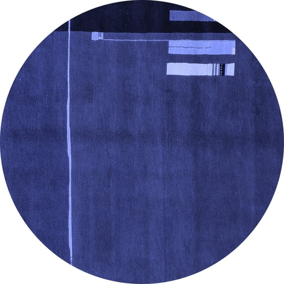 Ahgly Company Machine Washable Indoor Round Abstract Blue Modern Area Rugs, 5' Round