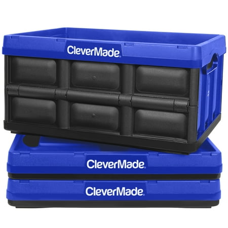CleverMade Collapsible Storage Bin, No Lid, 8 Gal Royal Blue, 3 Pack