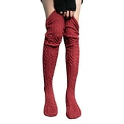 Women Knit Boot Socks Thigh High Socks Fall Winter Stockings Plus Size Over Knee Leg Warmers