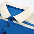 thumbnail image 5 of Mens Polo Shirt Summer Colour Block Sports Casual Short Sleeve Top Slim Fit Stretch Button Collared Golf Mens Dress Shirts, 5 of 6