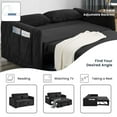 thumbnail image 5 of DEALTOPS 55" Modern Pull Out Loveseat Sofa Bed with 2 Detachable Arm Pockets, Black, 5 of 9
