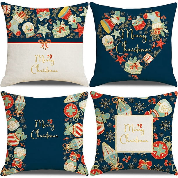 CHAO Juego de 4 (45x45 cm, blanco + verde) Fundas de cojines navideños Fundas de cojines navideños Decoración del hogar con patrón de ciervo, adecuado para sofá navideño, hogar, sala de estar, dormito