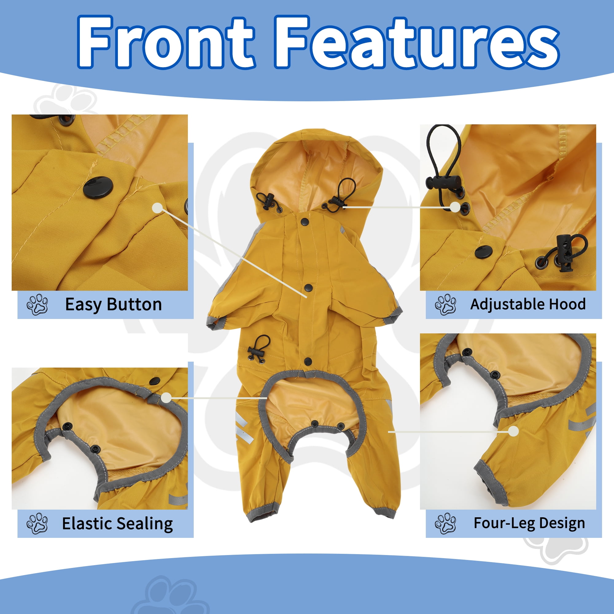 Unique Bargains Dog Raincoat Waterproof Reflective Lightweight Large Yellow