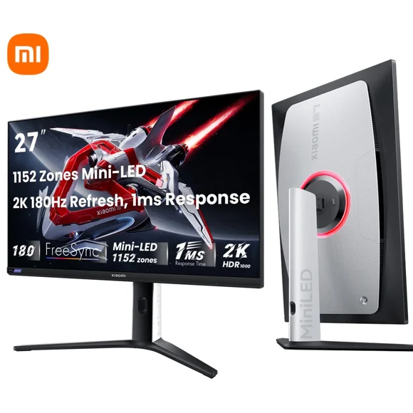 Xiaomi Mini-LED Gaming monitor G Pro 27 inch   2K QHD 2560x1440, Fast IPS, HDR 100, 180Hz 1ms, 99%DCI-P3, AMD Freesync, Adjustable angle, 2× HDMI 2.0, 2× DP 1.4, White