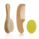 thumbnail image 1 of Juego de cepillos de lana para baby shower, cepillo de champú para niños, peine de madera, peine de masaje, artefacto de baño para bebé (1 juego, marrón + verde), 1 of 3