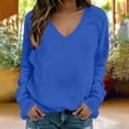 thumbnail image 6 of cocolona Womens V Neck Pullover Sweatshirts Solid Color Basic Casual Tunic Fall Tops, 6 of 6