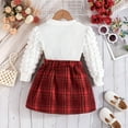 thumbnail image 4 of Toddler Girl Fall Outfits Girls 2 Piece Outfit Textured Sleeve Top Plaid Print Bow Detail Skirt Girls Clothes Red 2 Years-3 Years, 4 of 7