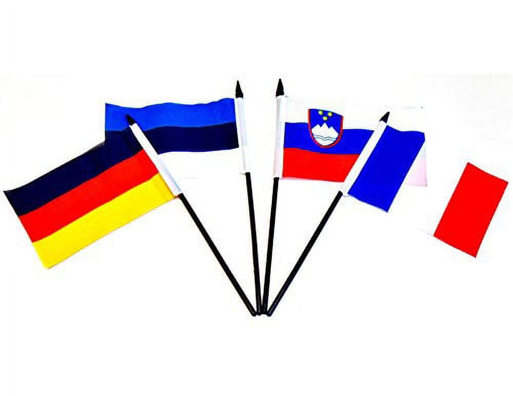 EUROPEAN UNION (EU) WORLD FLAG SET with BASES--28 Polyester 4"x6" Flags, One Flag for Each Country in the European Union (EU), 4x6 Miniature Desk & Table Flags, Small Mini Stick Flags