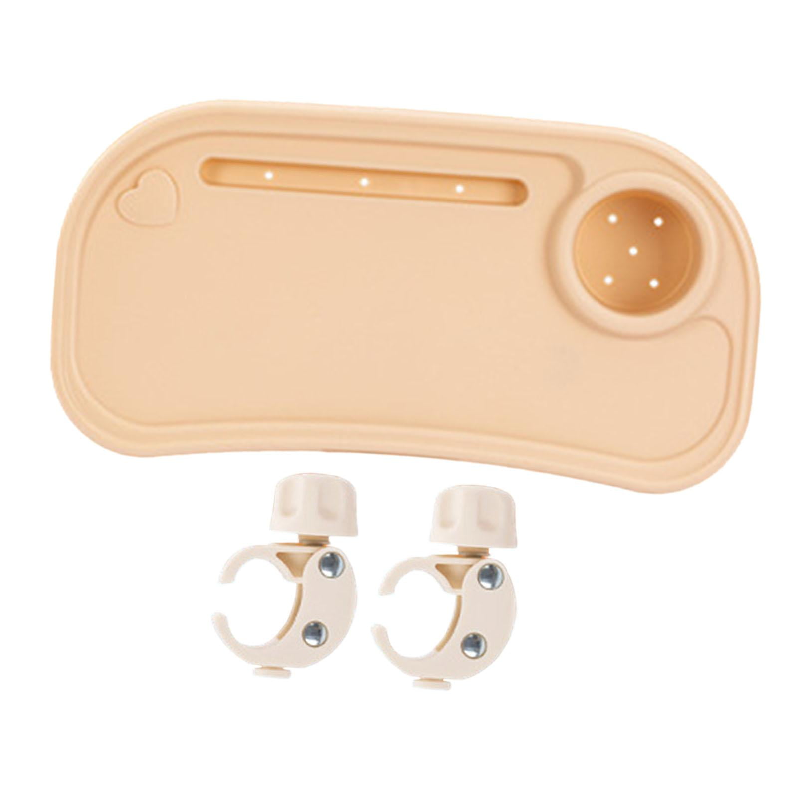 LeeQinersw Universal Stroller Snack Tray Stroller Tray Attachment Easy to Install Non Slip Partition Storage Detachable with Cups Holder Light Orange