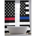 thumbnail image 6 of Sheer Curtains 96 Inches Long, Thin Red Blue White Line Light Filtering Window Curtains for Living Room/Bedroom, American Flag Star Rod Pocket Voile Sheer Curtain Drapes, 52"W x 96"L, 2 Panels, 6 of 8