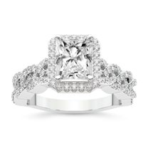 IGI Certified 4 Carat Radiant Shape Lab Grown Diamond Engagement Ring | 14K White Gold | Imperiella Halo Celtic Knot Diamond Ring | FG-VS1-VS2 Quality Friendly Diamonds