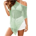 thumbnail image 2 of YTCAMLO Off Shoulder Poncho Tops for Women, Casual Boho Loose Fit Sheer Mesh Cover Ups, Lightweight Flowy Going Out Clothes, 2 of 6