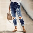 thumbnail image 6 of Idoravan Jeans for Women Clearance under $5 Jeans for Women Ripped Fashion Women Pockets Button Mid Waist Skinny Ripped Jeans Trousers Hole Pants, 6 of 9