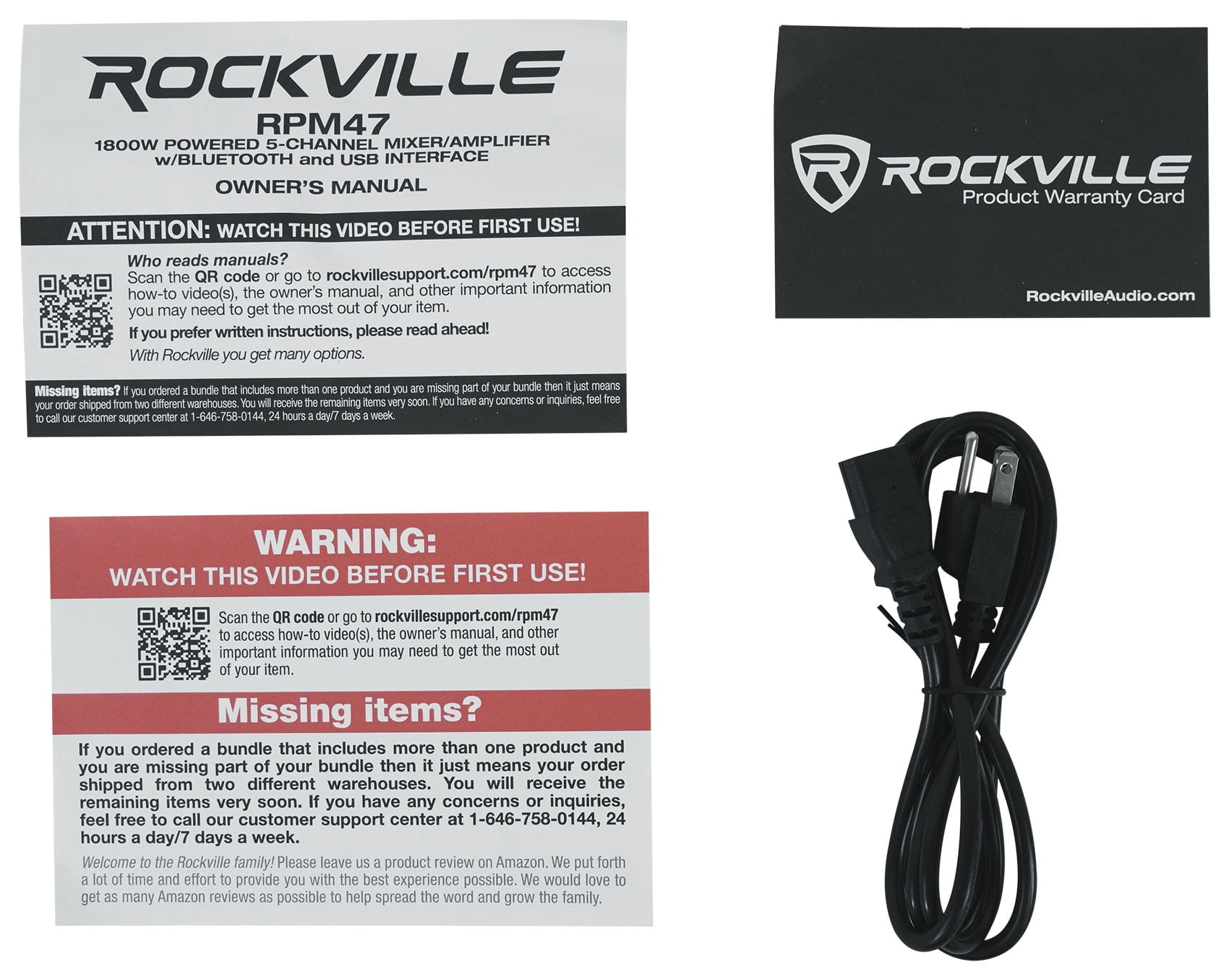 Rockville RPM47 1800w Powered 5 Channel Mixer/Amplifier Bluetooth/USB Interface