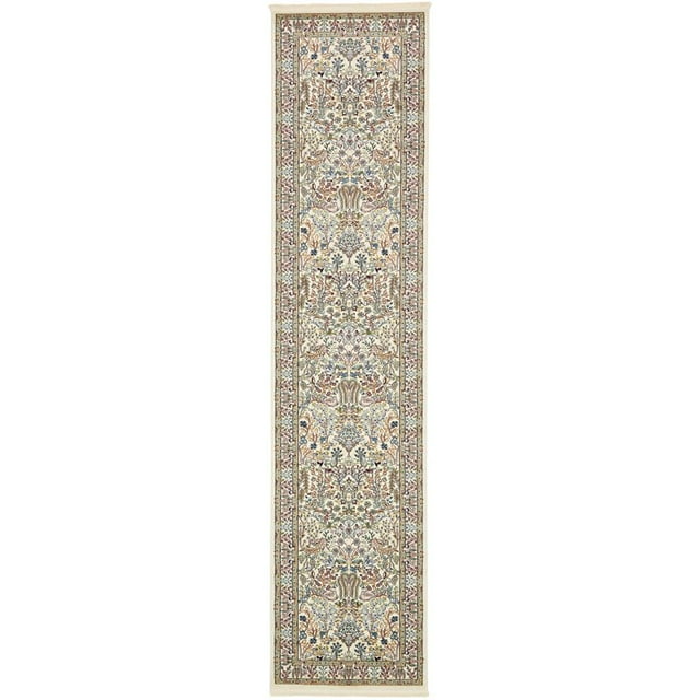 Unique Loom Narenj Textured Hunting Design Rug 3' x 13' Runner Ivory/Tan