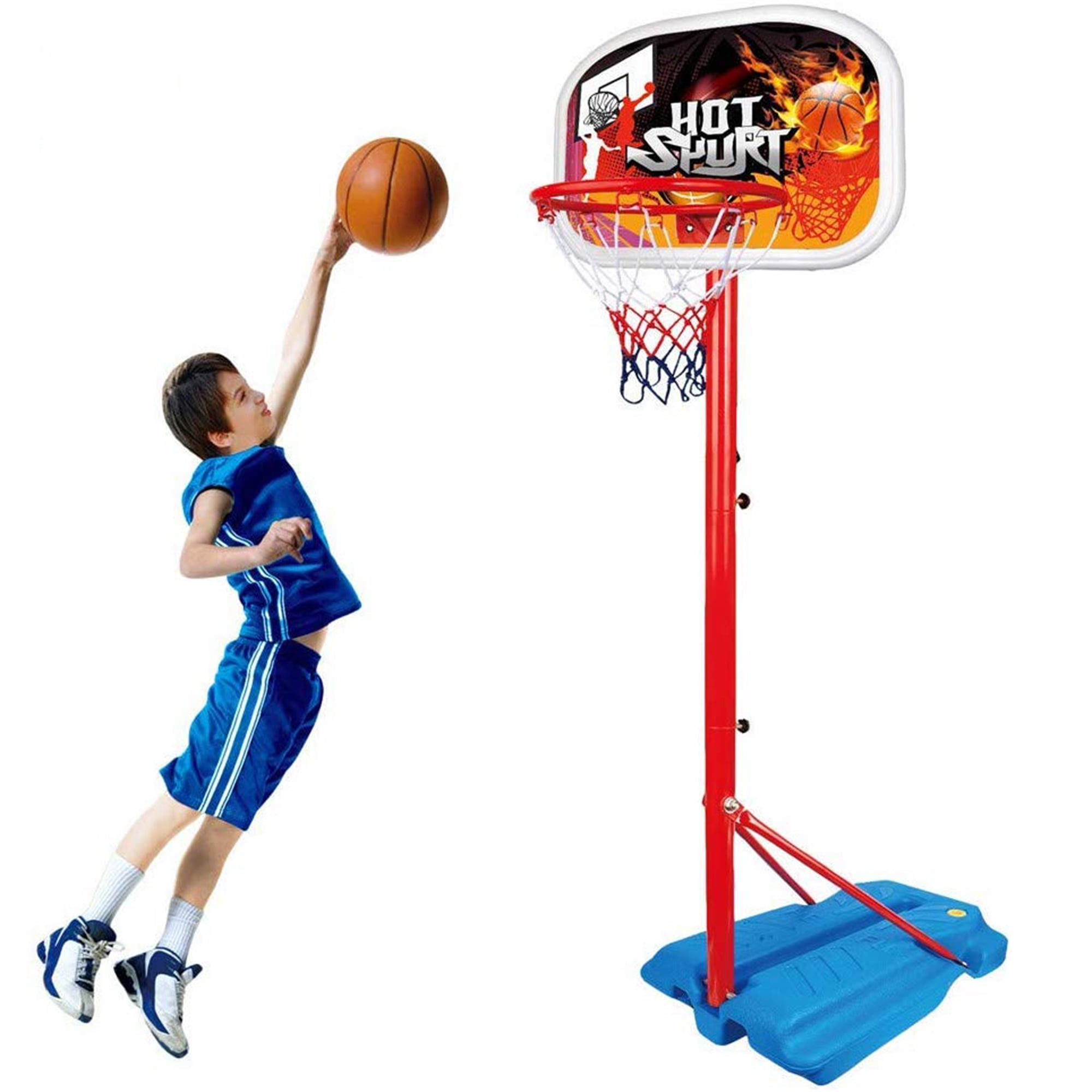 Kids Adjustable Basketball Stand Children Backboard Hoop with Net Set Game Toys 