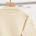 thumbnail image 3 of XIMIN Kid Girls Crewneck Solid Color Knit Cute Bow Slouchy Sweater Cute Tulle Long Sleeve Stretchy Thicken Casual Pullover Fall Winter Shirts, 3 of 5