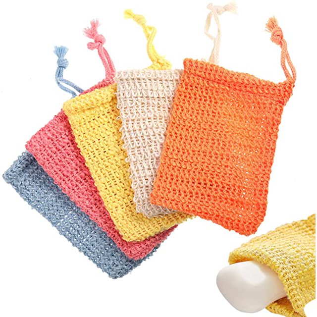 5 Pieces Linen Foaming Net Fast Drying Washable Reusable Portable Fast Drying Body Back Leg Face Massaging Shower Glove Accessories