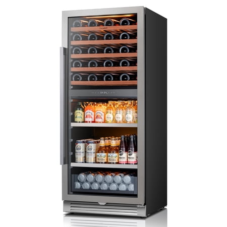Ca'Lefort Wine and Beverage Fridge, 24 inch Dual Zone 40 Bottle + 112 Can Tall Beverage Fridge for Home/Bar, Freestanding & Built-In
