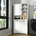 thumbnail image 2 of Bathroom Storage Cabinet Laundry Cabinet with Doors and shelf, Tilt-Out Laundry Hamper, Multiple Storage Space, Freestanding Style, Open Shelve, Adjustable Shelf, White,Bathroom Wall Storage, 2 of 11