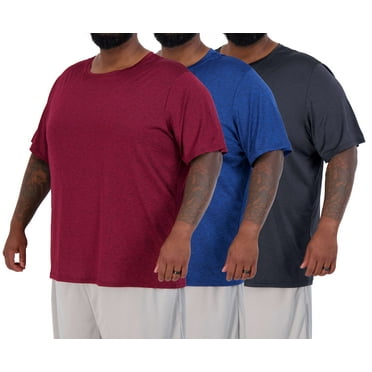 Real Essentials 3 Pack: Men’s Big & Tall Tech Stretch Long-Sleeve & Short-Sleeve Dry-Fit T-Shirt (3XT-5XT)