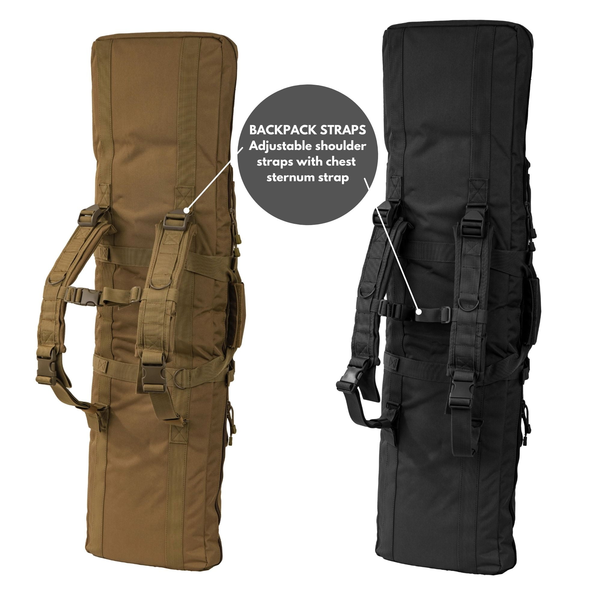 TLO Outdoors Padded Double Rifle Gun Bag with Shoulder Straps | Double Sided, Tons of Pockets and Storage (36", Tan)