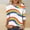 A1322 White, variant on T-Shirt for Women Crewneck 3/4 Sleeve Casual Vibrant Horizontal Rainbow Striped Print Loose Fit Classic Multi Color Block Soft Stretchy Stylish Everyday Tops