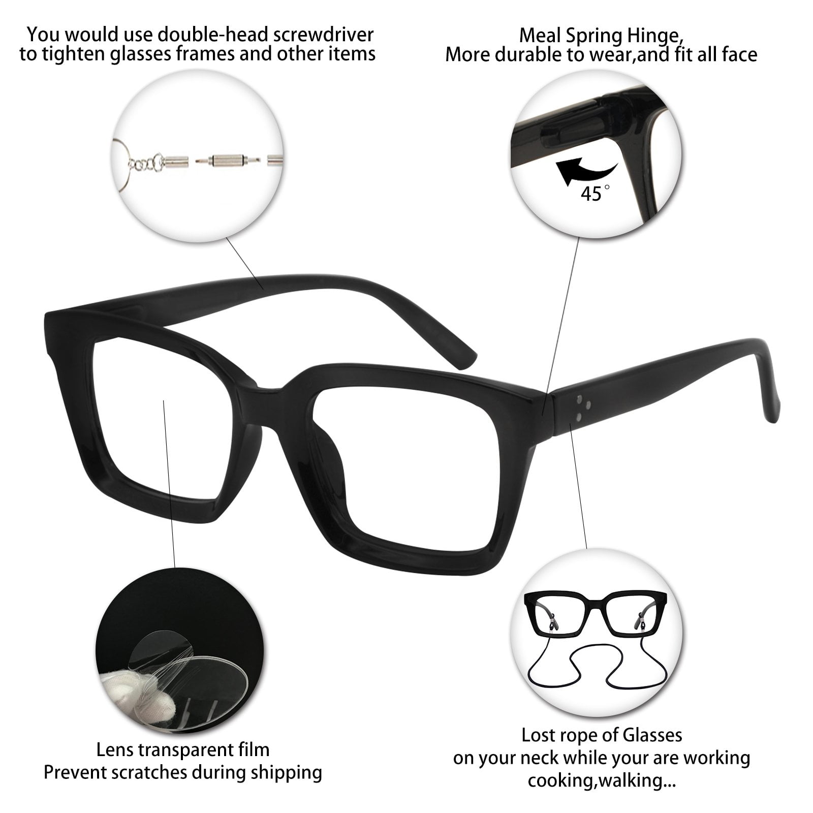 OCCI CHIARI 4.0 Reading Glasses Women Designer Reader 400(1.0 1.25 1.5 1.75 2.0 2.25 2.5 2.75 3.0 3.5 4.0) with Arylic Lens (Black, 400)