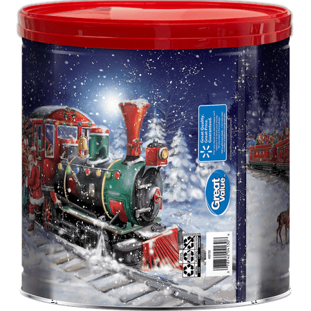 Great Value Holiday Popcorn Tin, Santa Train Express Design, 3 Flavors, 21 Ounces