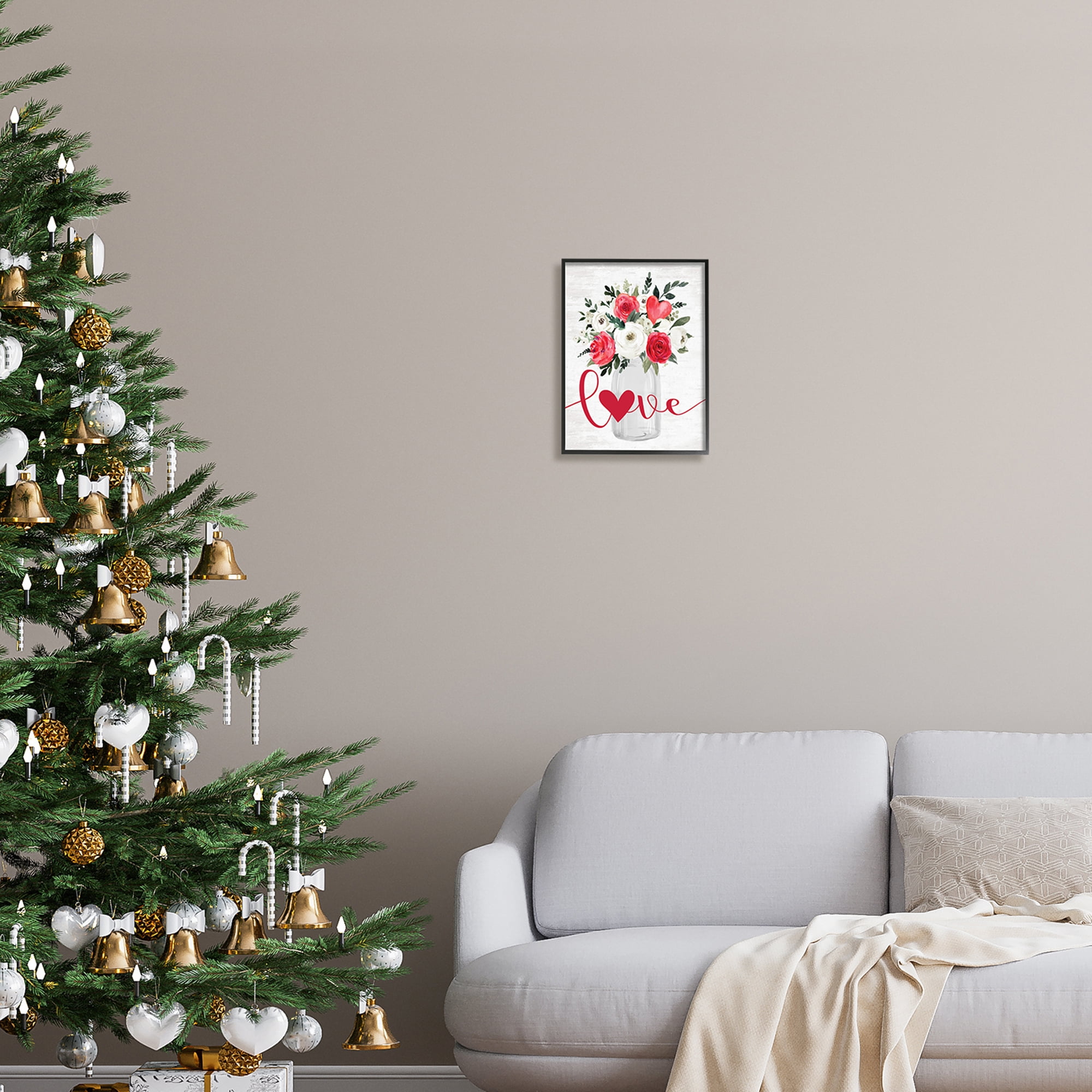 Stupell Industries Floral Valentine's Love Bouquet Botanical & Floral Painting Black Framed Art Print Wall Art, 11 x 14