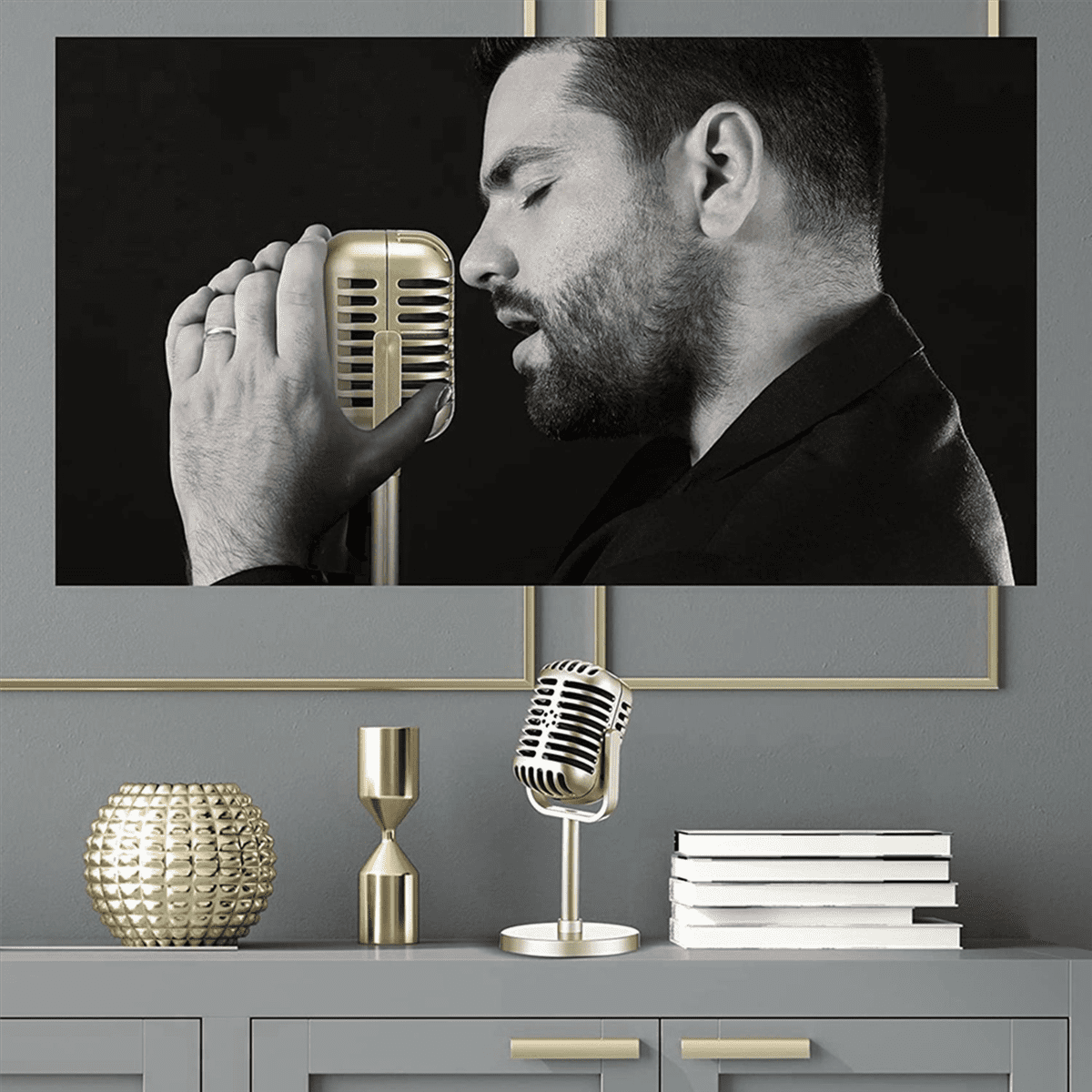 8Pcs Retro Microphone Props Model Vintage Microphone Antique Microphone Toy Microphone Stage Table Decor,Gold