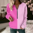 thumbnail image 2 of ATOYSOY Women's Half Zipper Sweatshirts Outwear Loose Tops Color Block Pullover Workout Retro Casual Shirts Long Sleeve Tees Fall Winter Fashion Pink S, 2 of 5