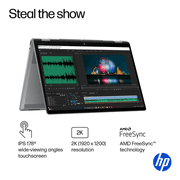 HP - OmniBook X Flip 2-in-1 - Copilot+ PC - 16 2K Touch-Screen Laptop - AMD Ryzen AI 5 - 16GB Memory - 512GB SSD - Meteor Silver