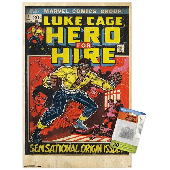 Marvel Comics - Luke Cage - Hero for Hire Cover #1 Wall Poster with Push Pins, 14.725" x 22.375"