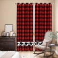 thumbnail image 3 of Red Black Plaid Kitchen Curtains 84 Inch Length, Country Vintage Bear Buffalo Gingham Grommet Top Bedroom Living Room Curtains, Light Filtering Cafe Curtain Drapes 2 Panels Set 84''x84'', 3 of 9