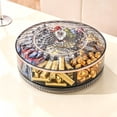 thumbnail image 5 of Rotating Snack Tray with Lid, 10.23" Plastic Divided Serving Dishes, Round Appetizer Platter, 7 Compartments Food Storage Organizer for Dried Fruits, Nuts, Candies, Veggie, Cookies(B), 5 of 6