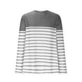 thumbnail image 4 of Htigea Women Striped Shirts Plus Size Crew Neck Long Sleeve Tops Casual Loose Fit Tunic Blouse Pullovers Gray S, 4 of 5