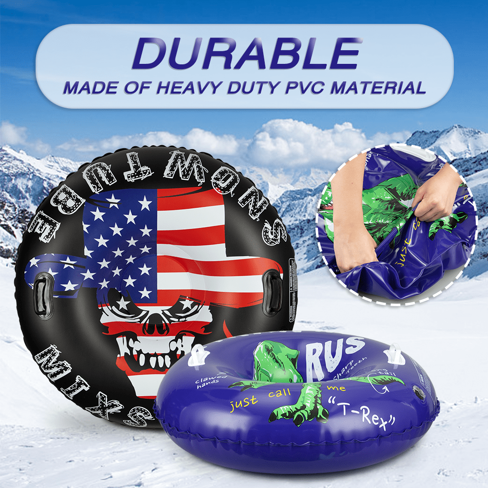 OUTOP Inflatable Snow Tube 2 Sets, HeavyDuty Snow Tube with Handles