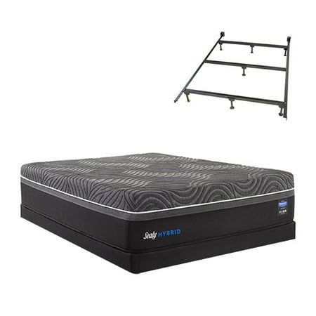 Sealy Hybrid Premium Silver Chill Cal King Size Firm Mattress and Low Profile Box Spring Set