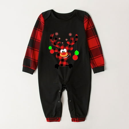 

women Christmas pajamas for family matching outfits son daughter sets soft Red Parent-child Attire Christmas Suits Patchwork Plaid Printed Homewear Round Neck Long Sle