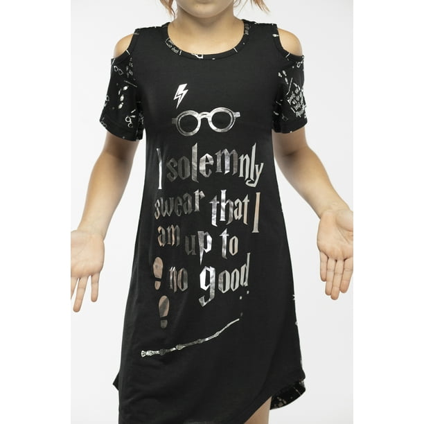 Intimo Big Girls Harry Potter I Solemnly Swear Shoulder Cut Out Nightgown  (Large 10/12) 