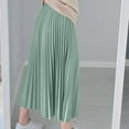 thumbnail image 4 of Maxi Skirts for Women High Waisted Elastic Long Floral Skirt Women Casual Summer Large Solid Elastic Waist Flax A-line Ankle Skirt Ndbuld,Green, 4 of 5