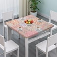 thumbnail image 3 of Pioneer Flower Floral Print Pattern Square Fitted Tablecloth with Elastic Edge,Square Table Cover,Washable Elastic Table Cover for Home Kitchen Party Decor 34"x34", 3 of 6