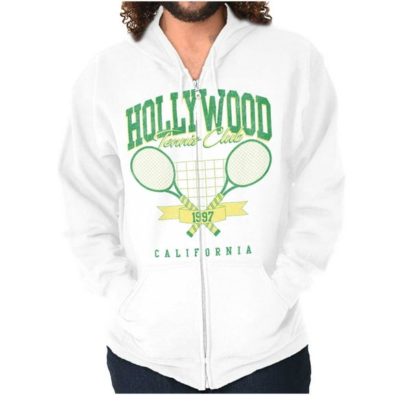 Retro Hollywood Tennis Club Poster Zip Up Hoodie Men's Women's Brisco Brands S