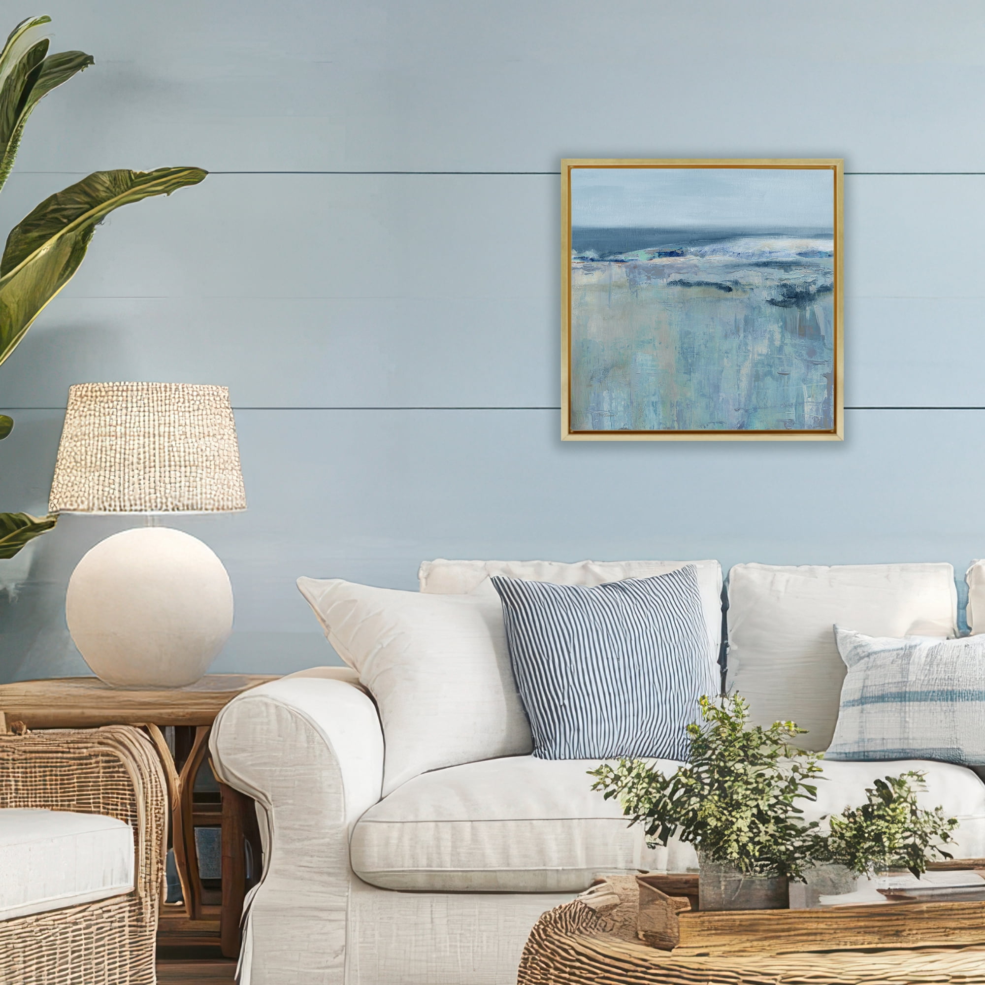 Stupell Industries Serene Abstract Pastel Seascape Gold Framed Floater Canvas Wall Art, design by Carol Robinson