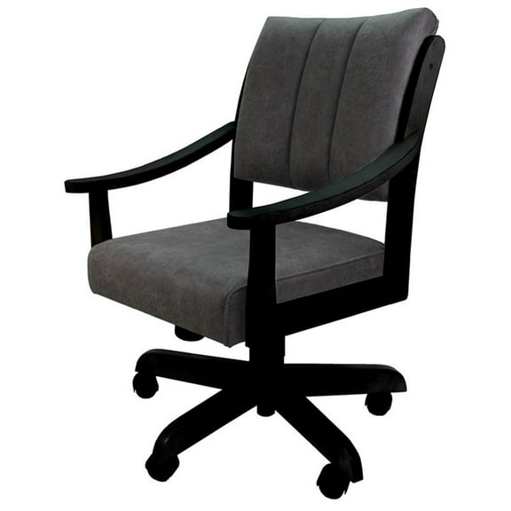 Casa Caster Solid Wood Dining Chair - Northwest Elk Charcoal Fabric - Black