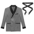 thumbnail image 5 of Choomomo Men's Satiny Smoking Jacket Robe Lightweight Dinner Jacket Cigar Jacket Host Wear Blazer Gray S, 5 of 6